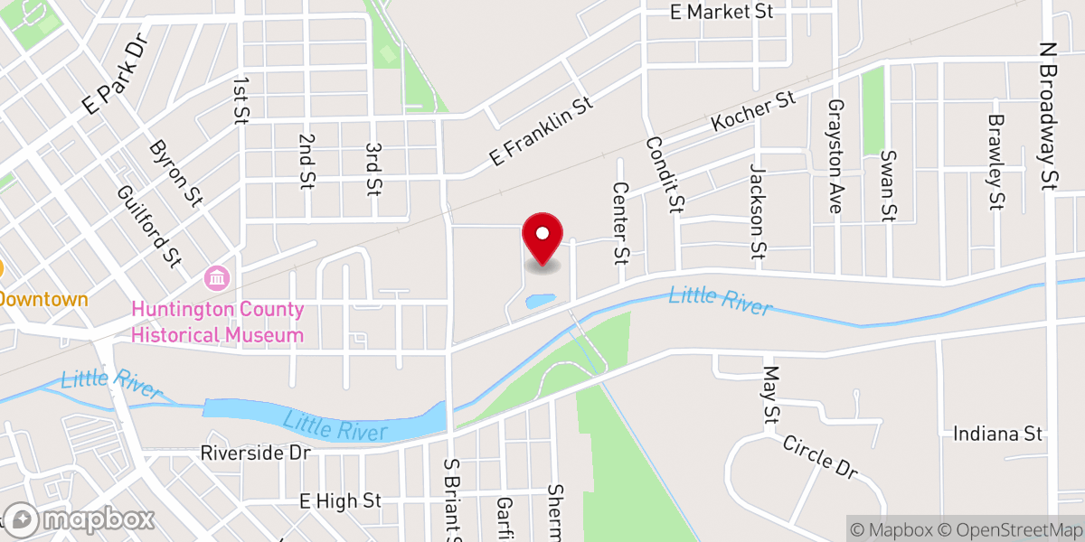 Map showing location of Life Church Huntington