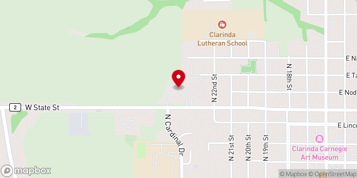 Map showing location of Clarinda Methodist Church