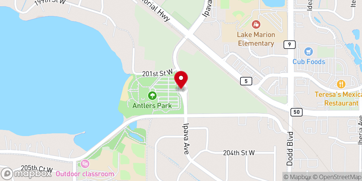 Map showing location of Antlers Park