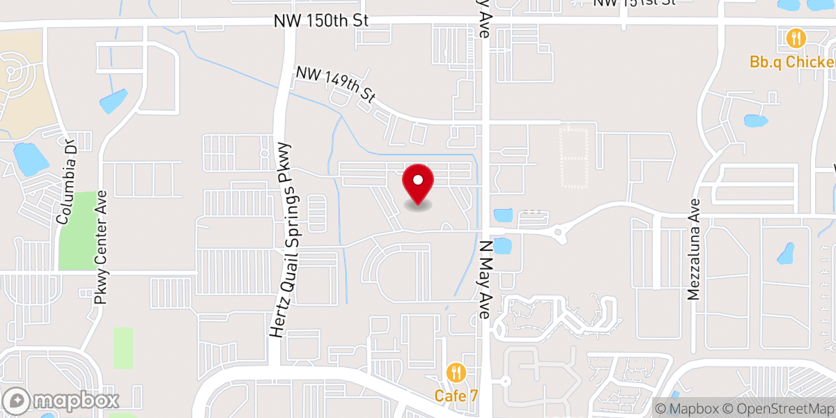 Map showing location of Quail Springs Baptist Church