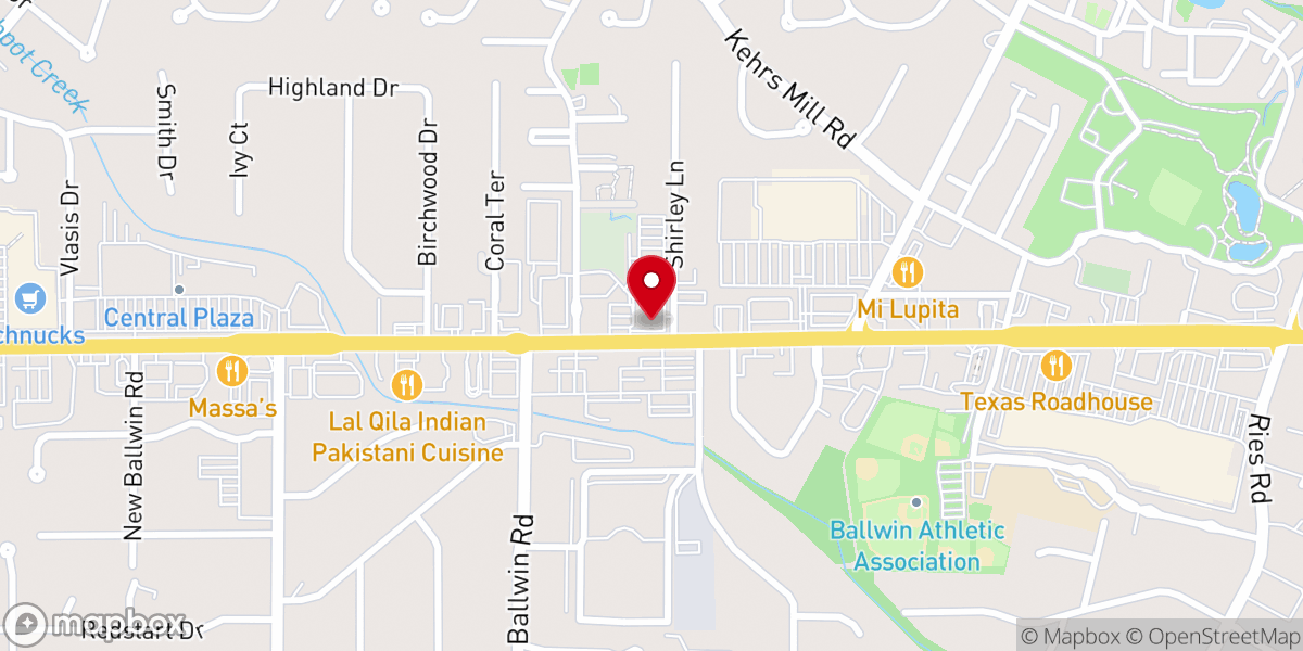 Map showing location of The Rock Church, Ballwin