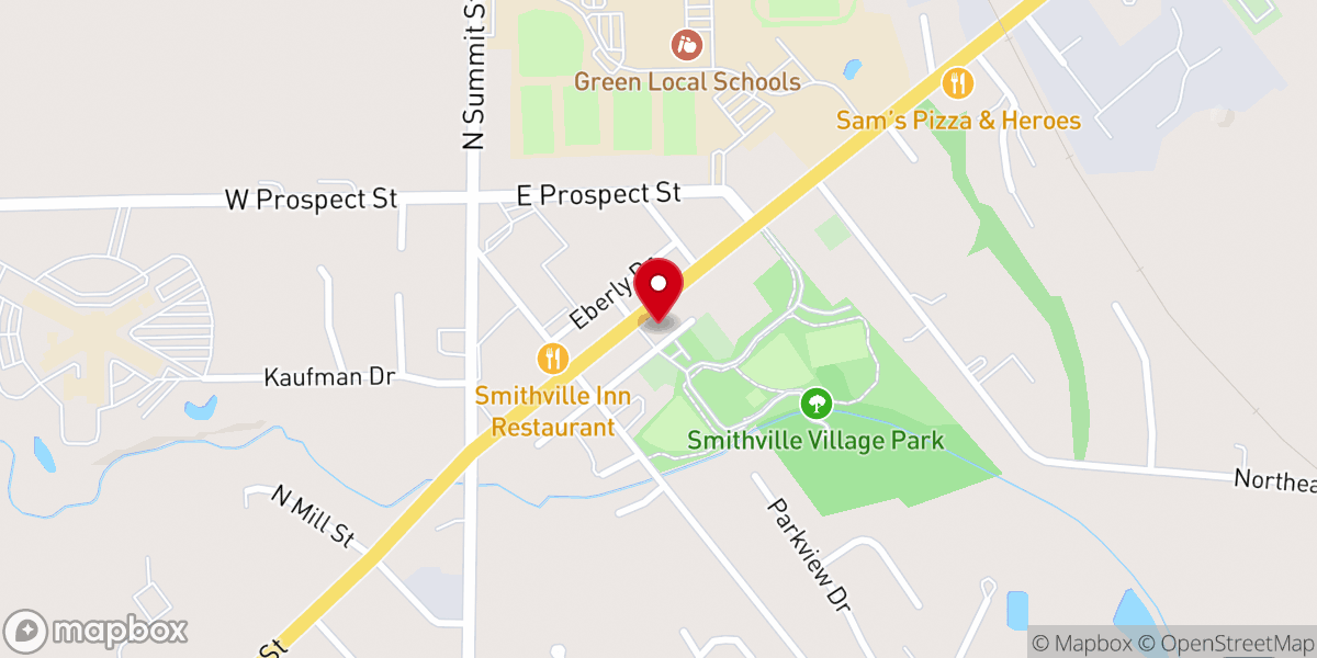 Map showing location of Smithville Brethren Church