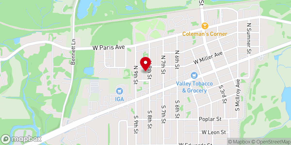 Map showing location of West Side Christian Church