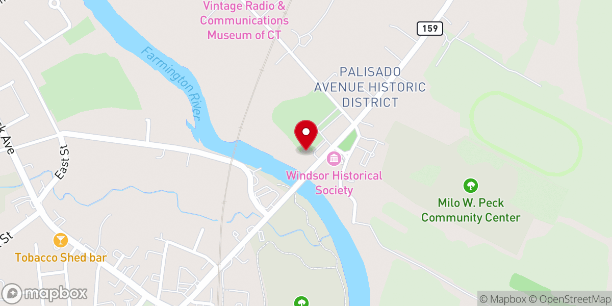 Map showing location of First Church in Windsor