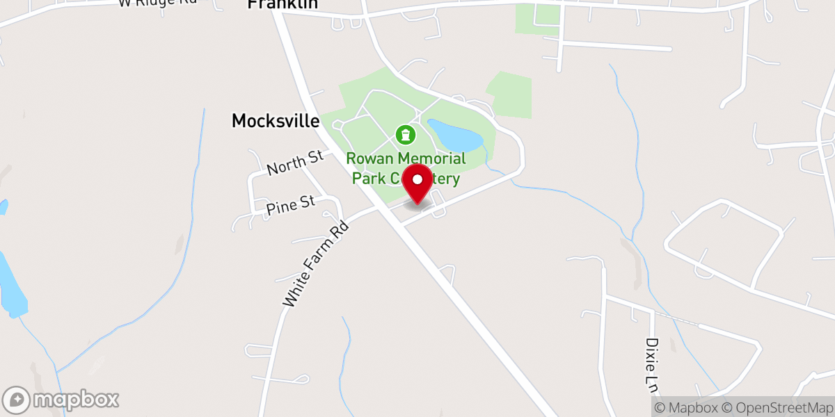 Map showing location of Franklin Baptist Church