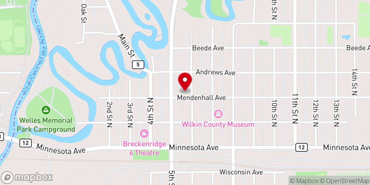 Map showing location of Breckenridge Lutheran Church