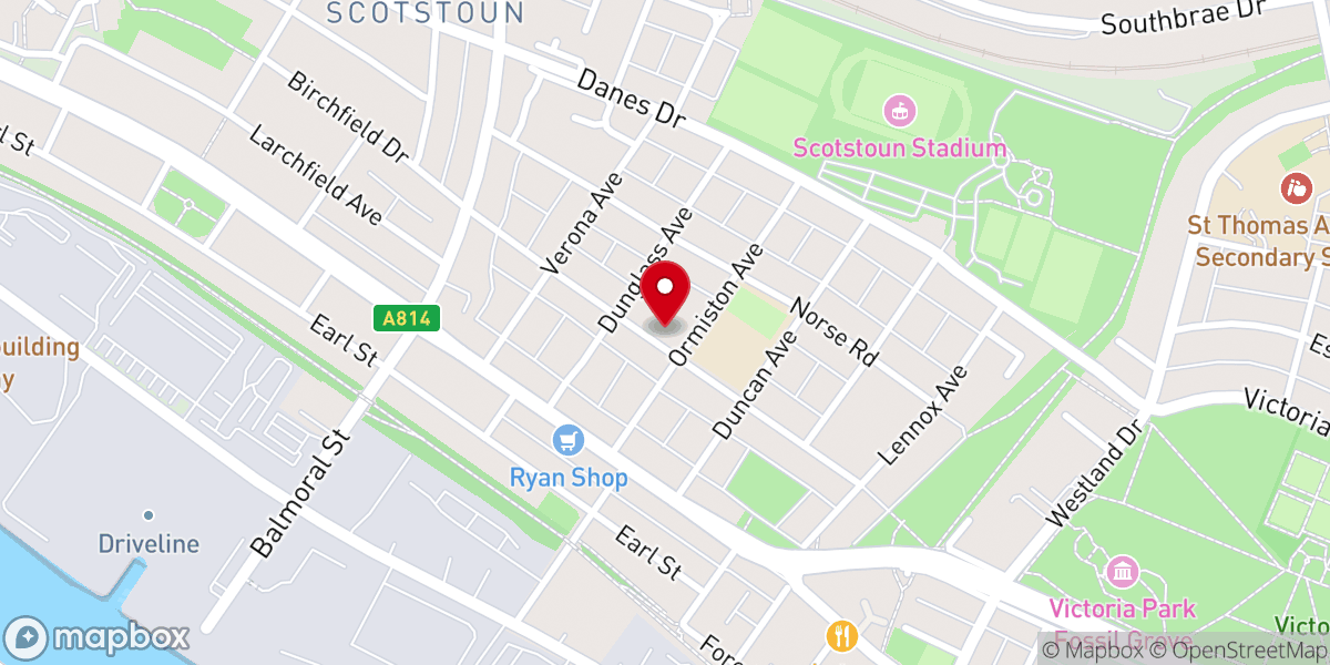 Map showing location of Scotstoun Parish Church