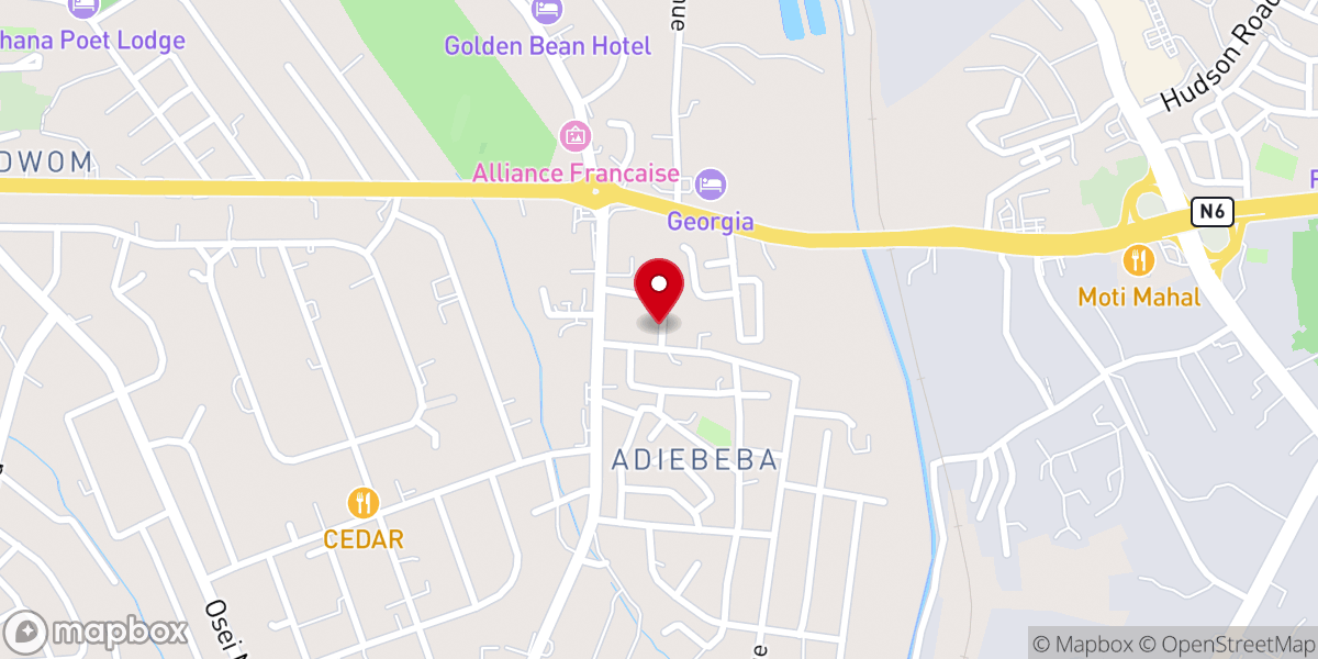 Map showing location of Abuakwa Roman Catholic Church