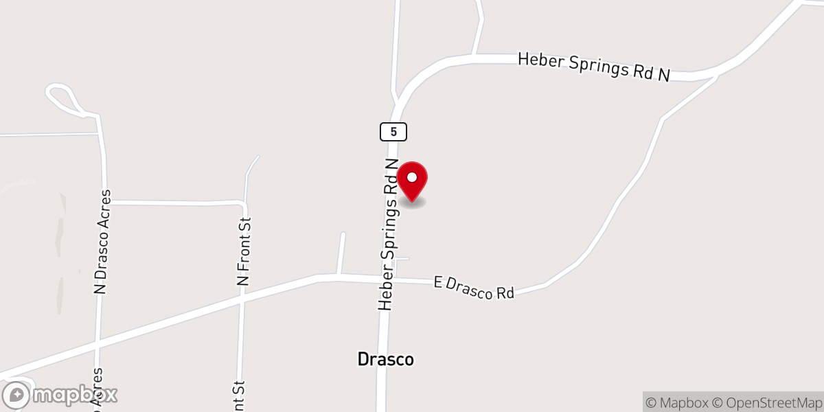 Map showing location of Drasco Baptist Church