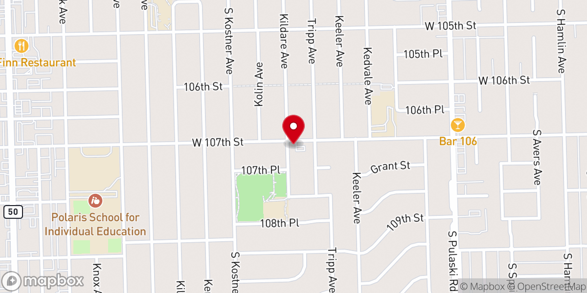 Map showing location of Oak Lawn Bible Chapel