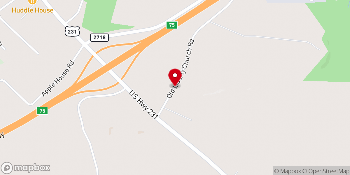 Map showing location of Greg Embrey's Wrecker Services