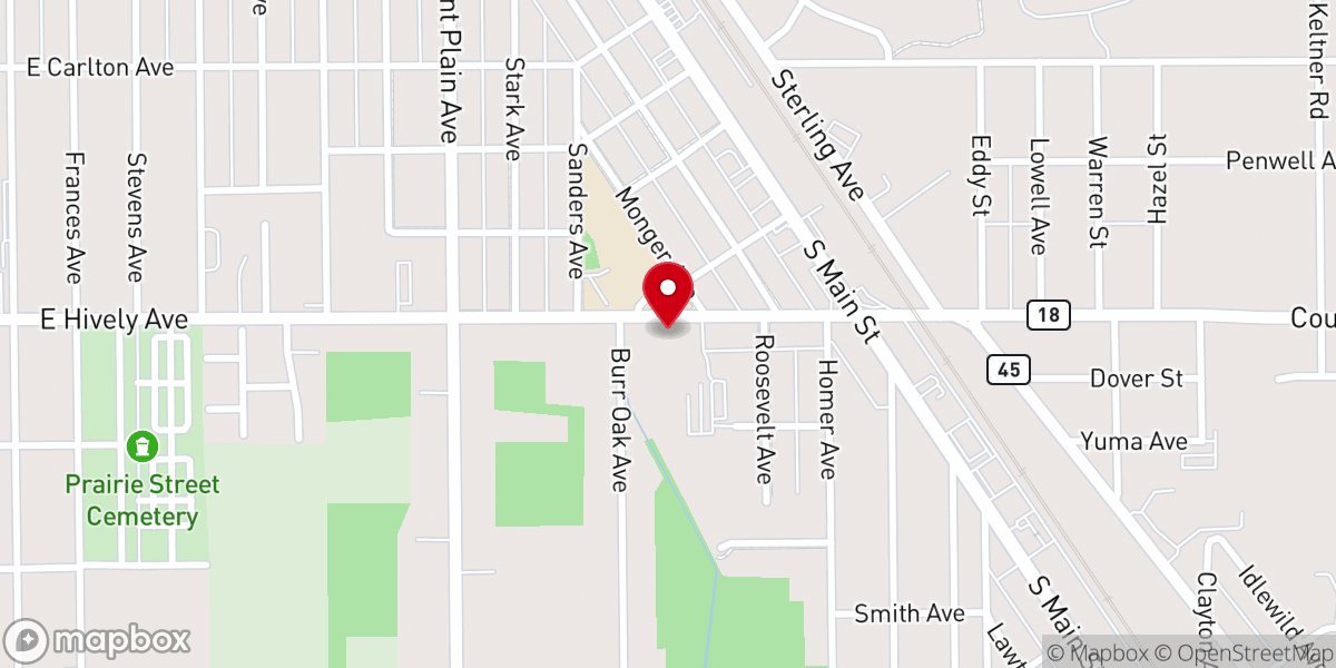 Map showing location of Zion Missionary Church