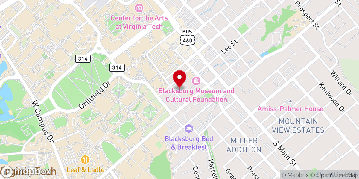 Map showing location of Virginia Tech Newman Community