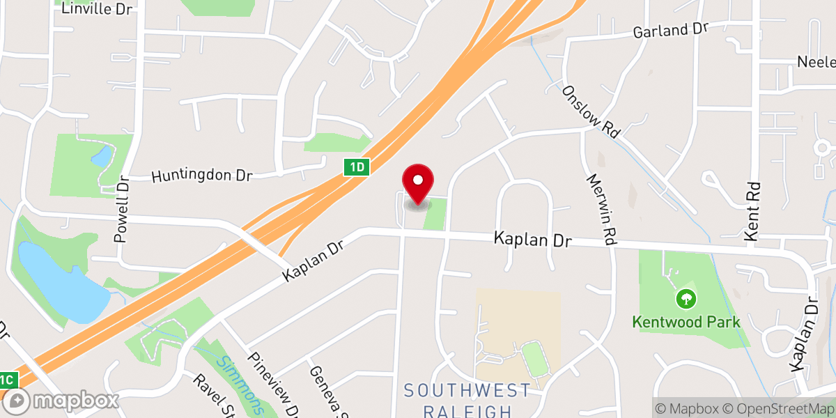 Map showing location of Western Boulevard Presbyterian Church