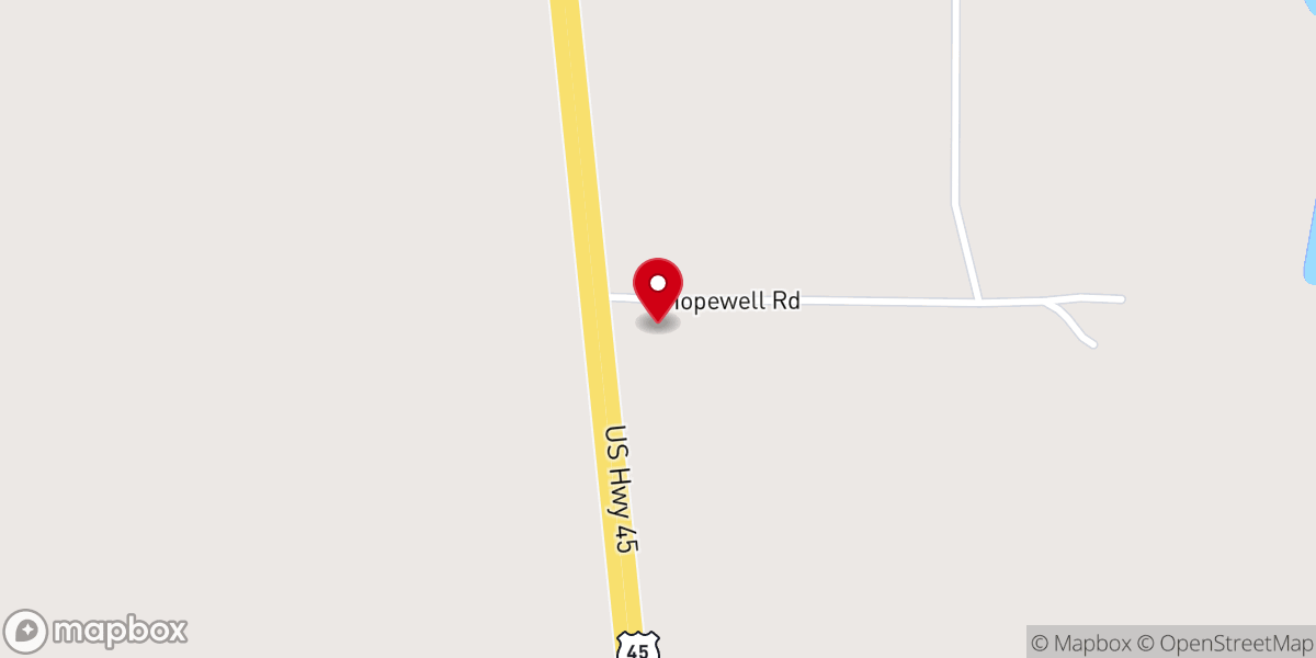 Map showing location of Hopewell Church