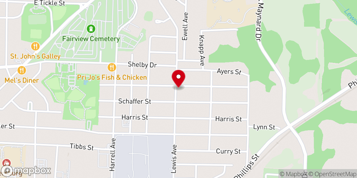 Map showing location of New Womack Temple CME Church