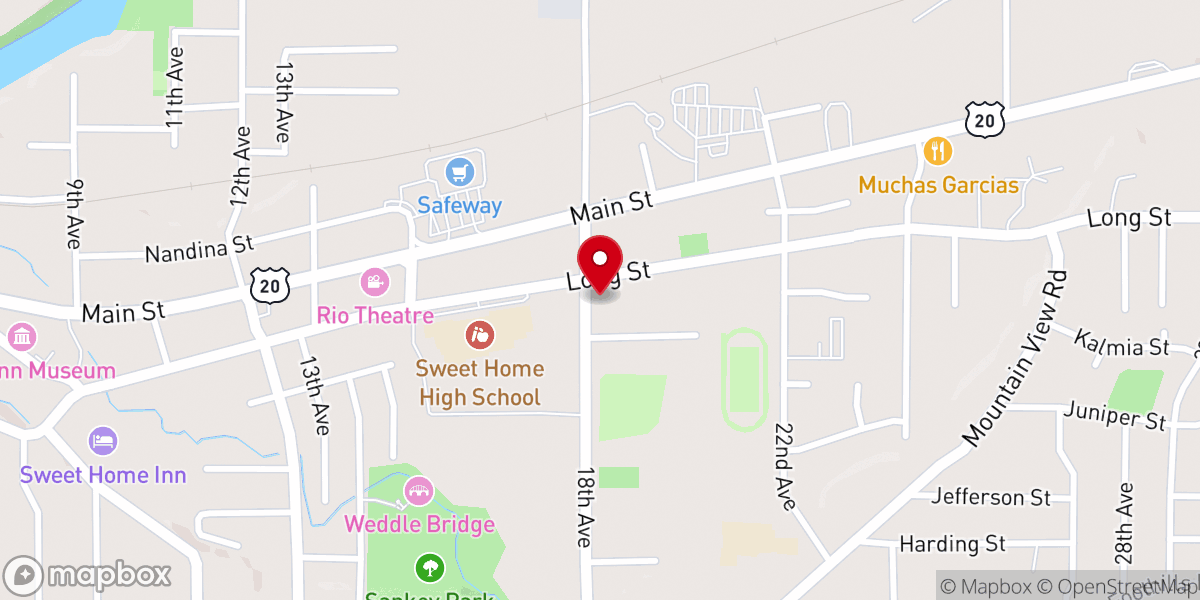 Map showing location of Sweet Home Christian Church