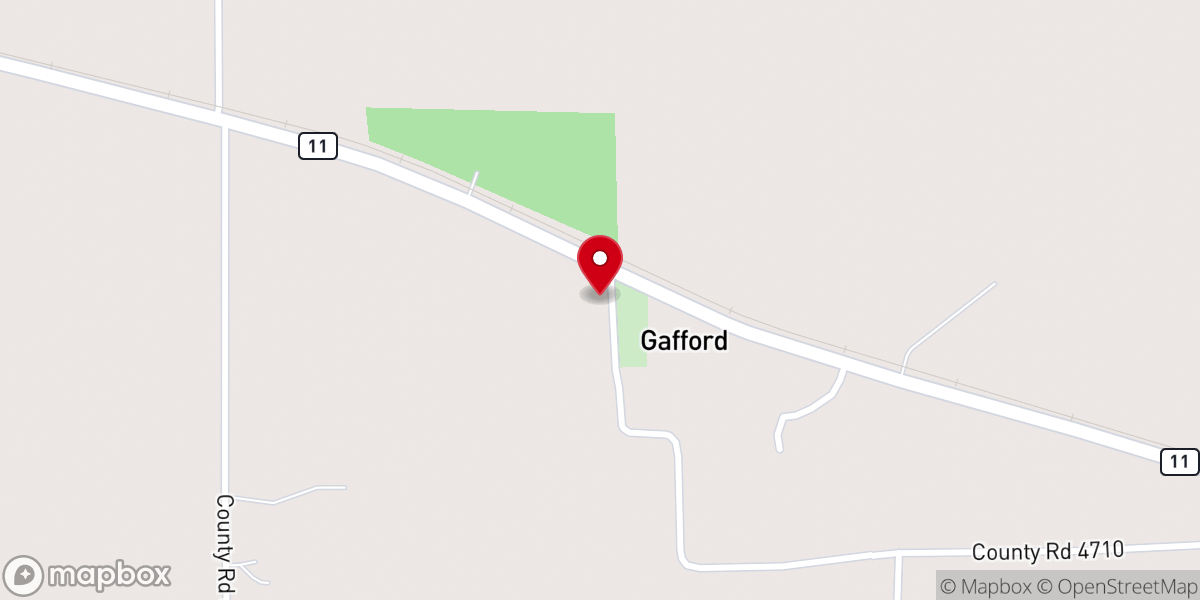 Map showing location of Gafford Chapel United Methodist