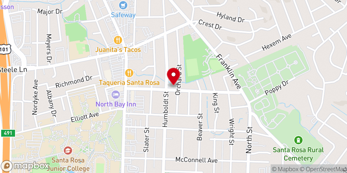 Map showing location of First Congregational Church Santa Rosa