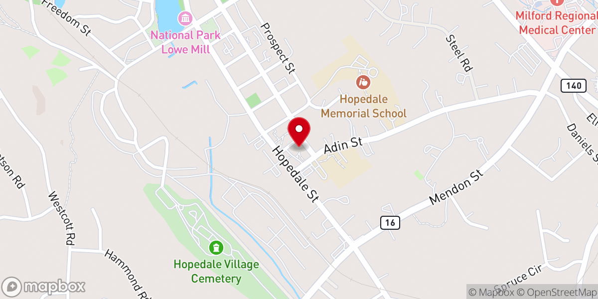 Map showing location of Hopedale Unitarian Parish