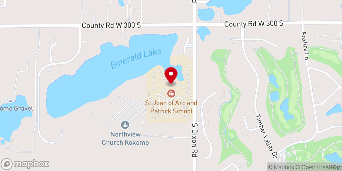 Map showing location of St. Joan of Arc Catholic Church Kokomo