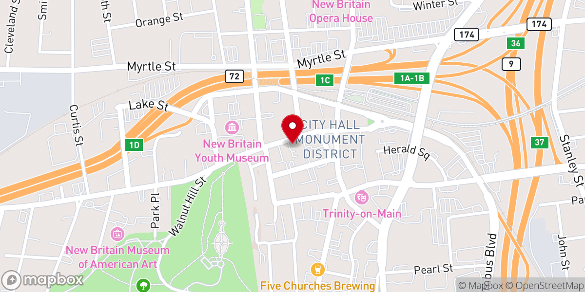 Map showing location of New Britain Spanish SDA Church