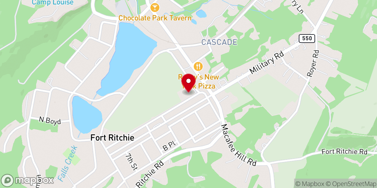 Map showing location of Fort Ritchie Community Center