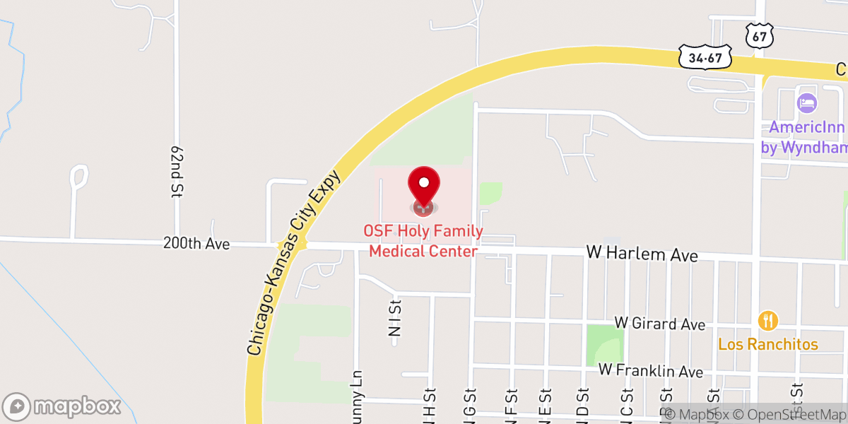 Map showing location of OSF Holy Family Medical Center