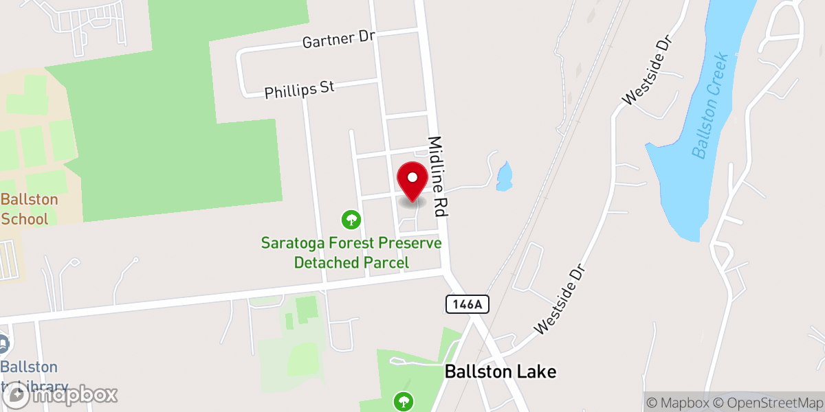 Map showing location of Ballston Lake Baptist Church