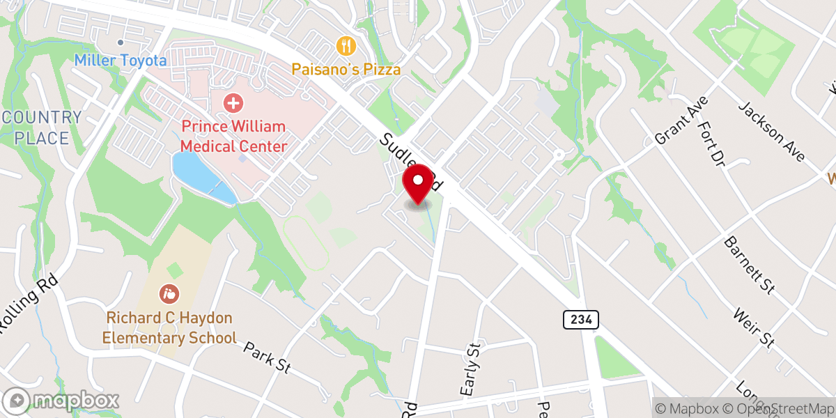 Map showing location of VA, Olive Tree Community Church