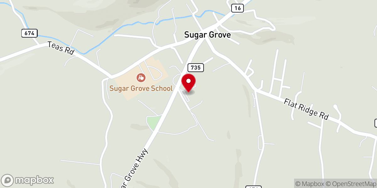Map showing location of Brookside Baptist Church