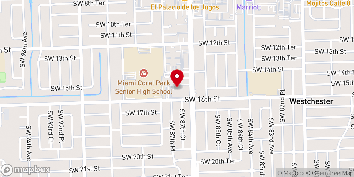 Map showing location of First Baptist Church of Coral Park
