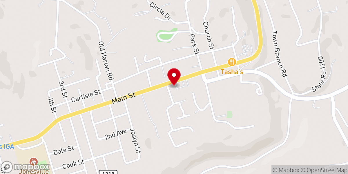 Map showing location of First Baptist Church of Jonesville