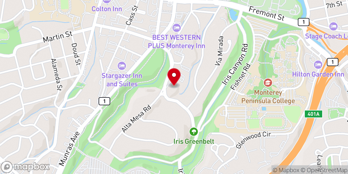 Map showing location of First Presbyterian Church of Monterey