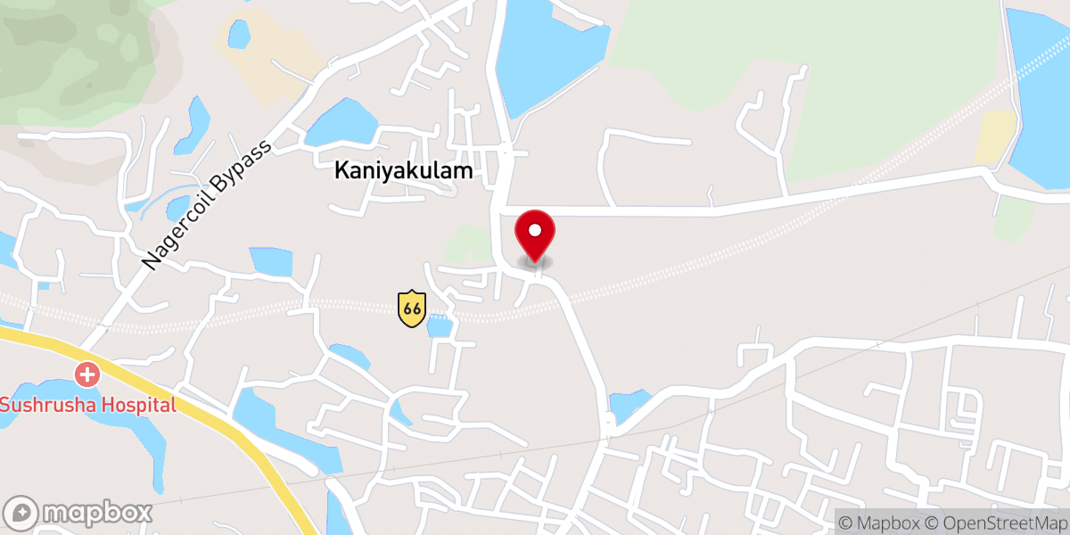 Map showing location of Kaniyakulam Church of Christ