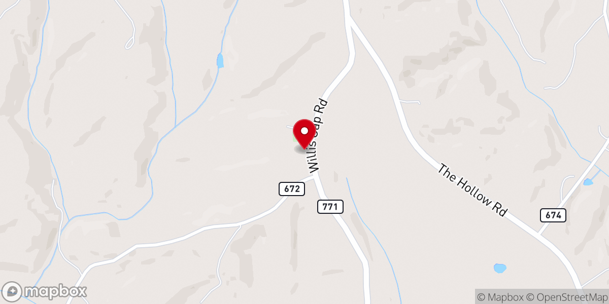 Map showing location of Willis Gap Baptist Church