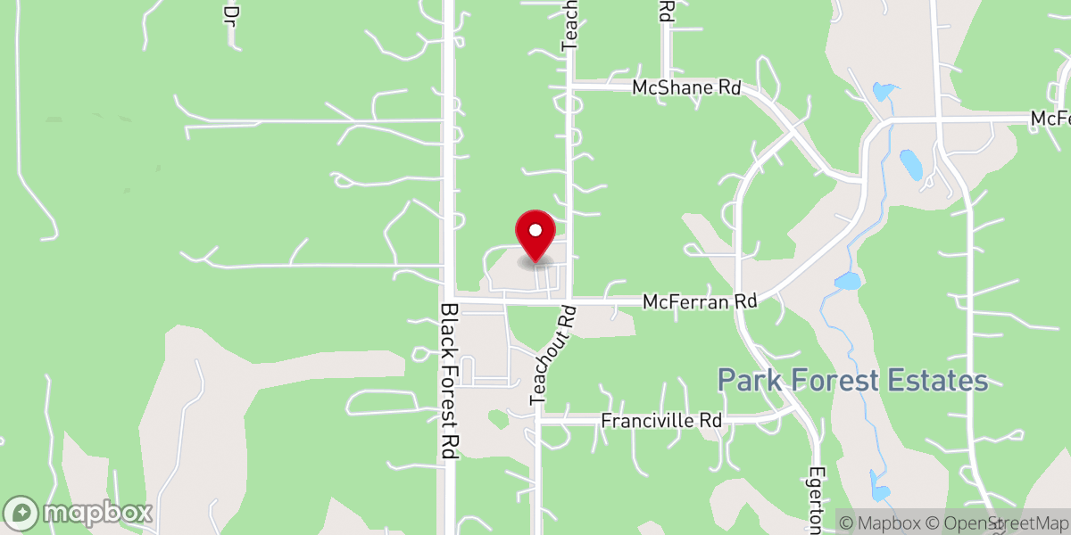 Map showing location of Our Lady of the Pines Catholic Church