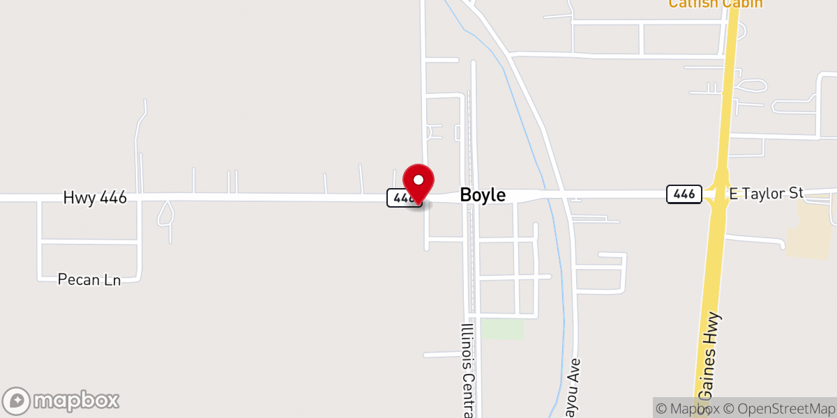 Map showing location of Boyle United Methodist Church