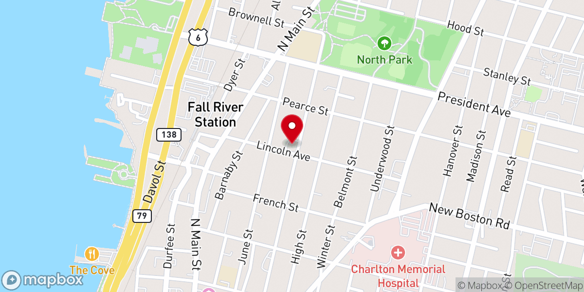 Map showing location of Fall River Church of Christ