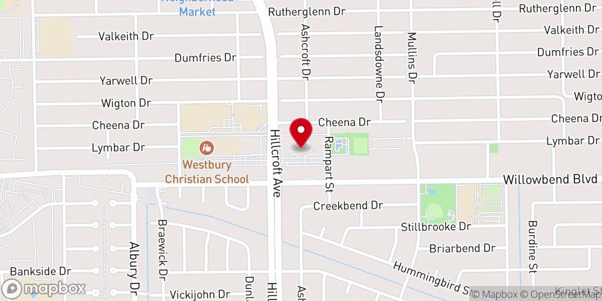 Map showing location of Westbury Baptist Church