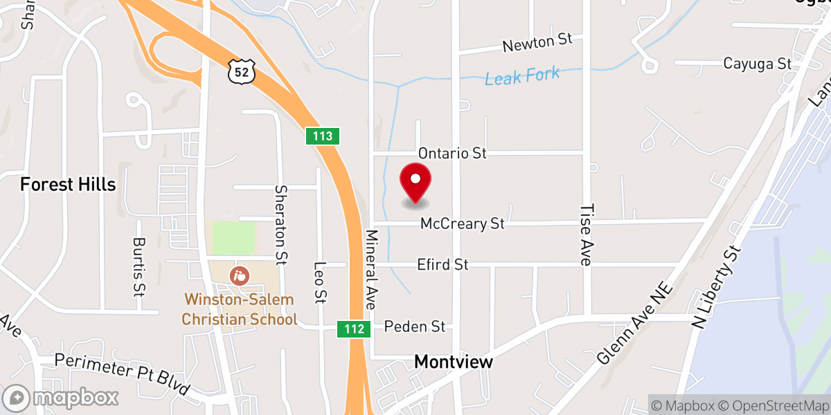 Map showing location of Fellowship Bible Baptist of Winston Salem Inc