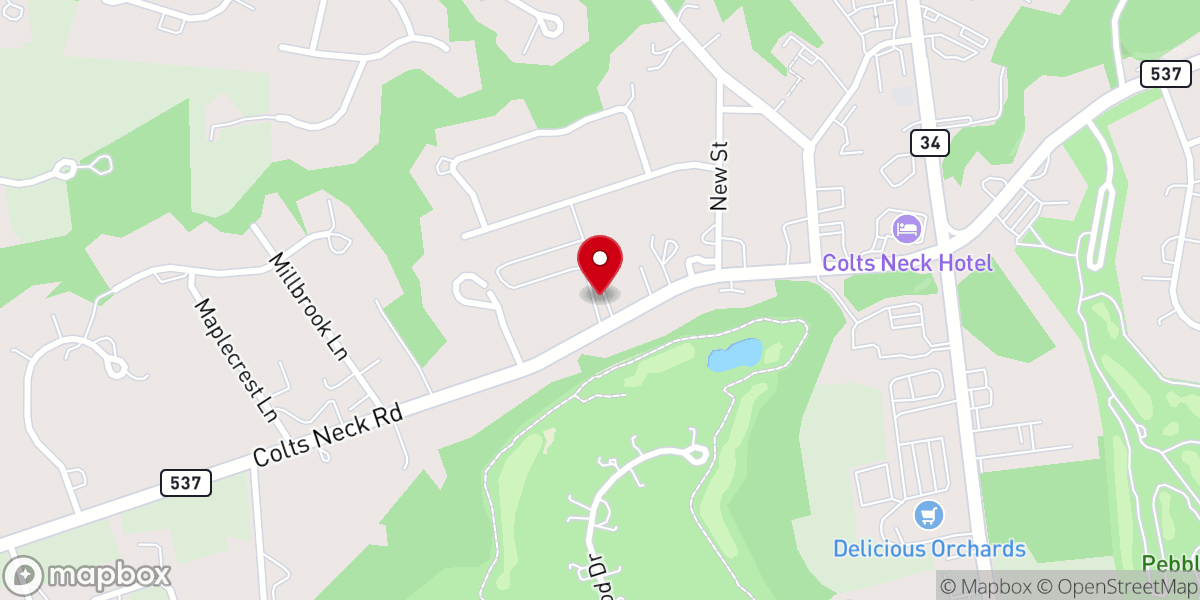 Map showing location of Colts Neck Reformed Church