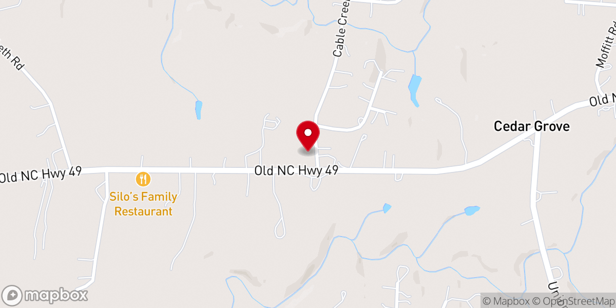 Map showing location of Cedar Grove Baptist Church