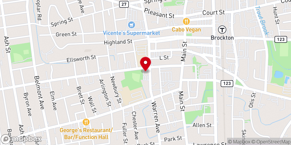 Map showing location of Brockton Assembly Of God Church - Food Pantry