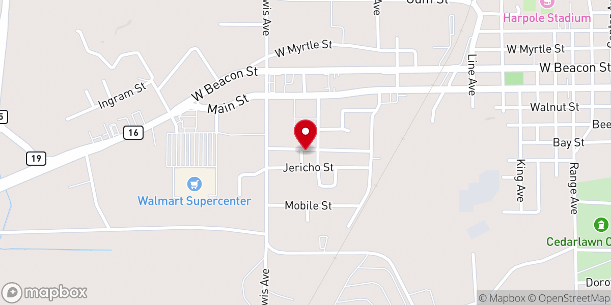 Map showing location of Gods Tabernacle Church
