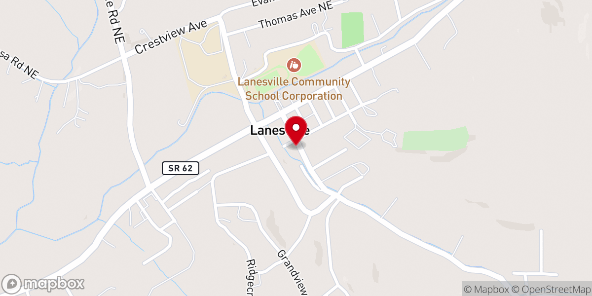 Map showing location of Lanesville Methodist Church