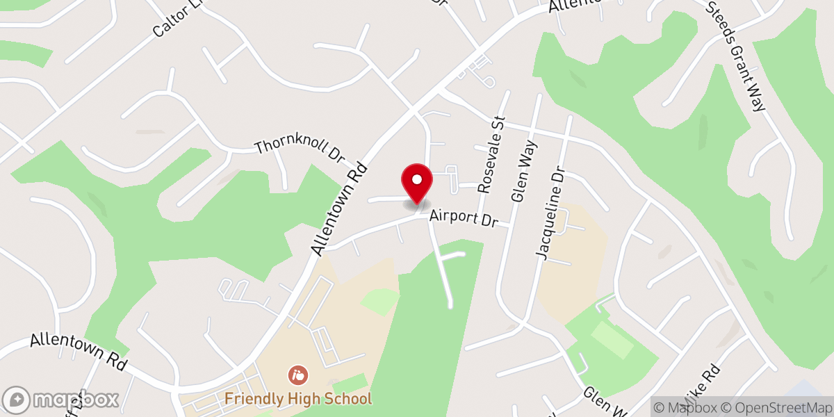 Map showing location of First Baptist Church of Friendly