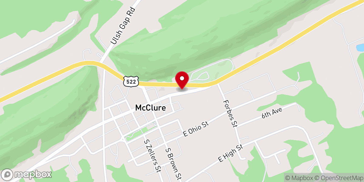 Map showing location of Mt Bethel Church Of McClure