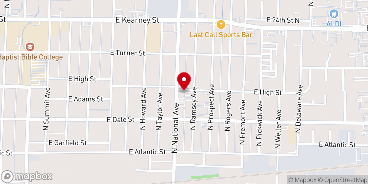 Map showing location of Central Baptist Church