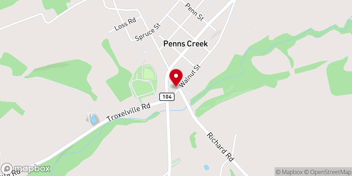 Map showing location of Jacks Mountain Community Church